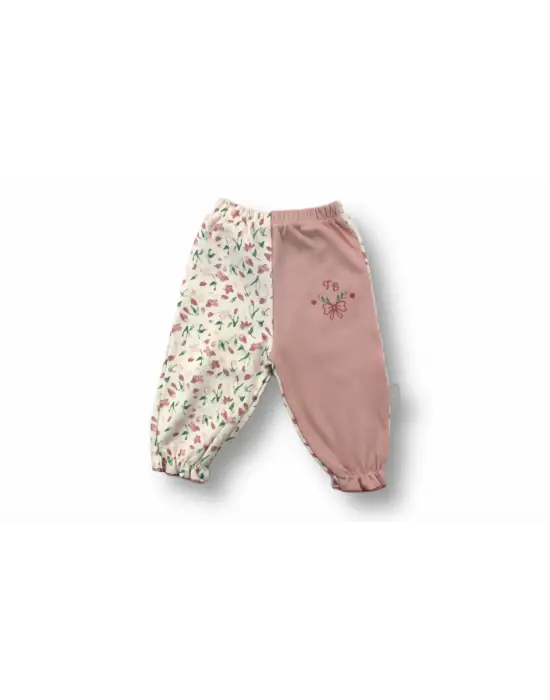 Omarı Çiçek Nakışlı Şapkalı Bebek Takımı