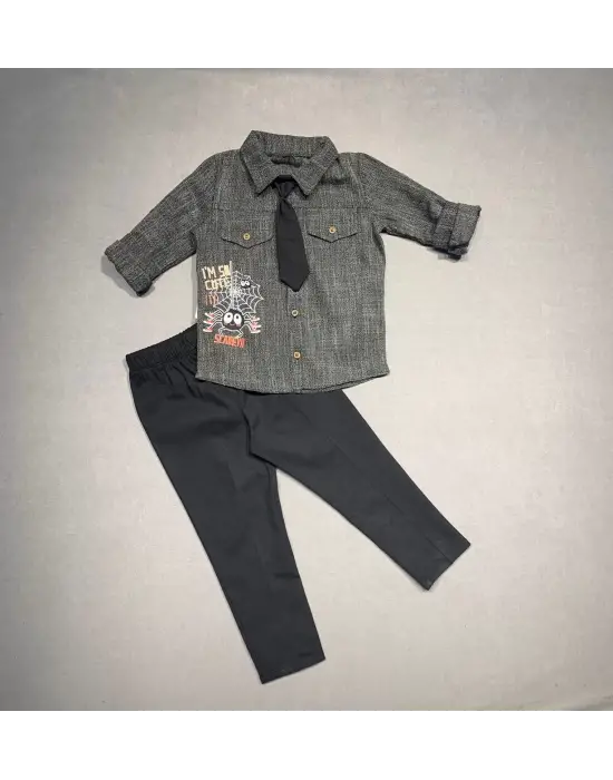 Omarı Elegan Siyah Erkek Çocuk 3lü Takım