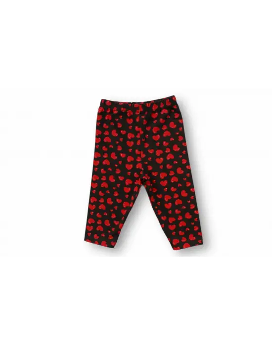 Omarı Kalp Baskılı Kız Bebek Sweatli 2li Takım - Ekru