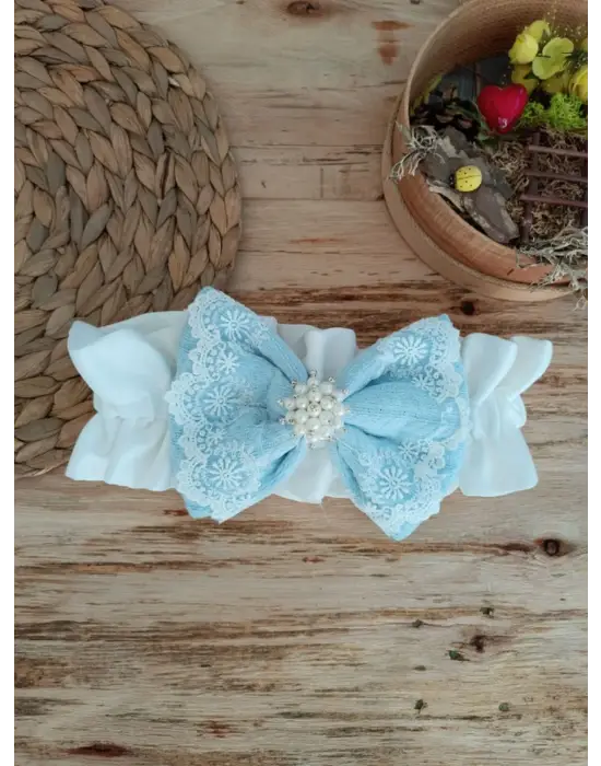 Omarı Yenidoğan Taç Nakışlı Mavi Bebek Battaniyesi