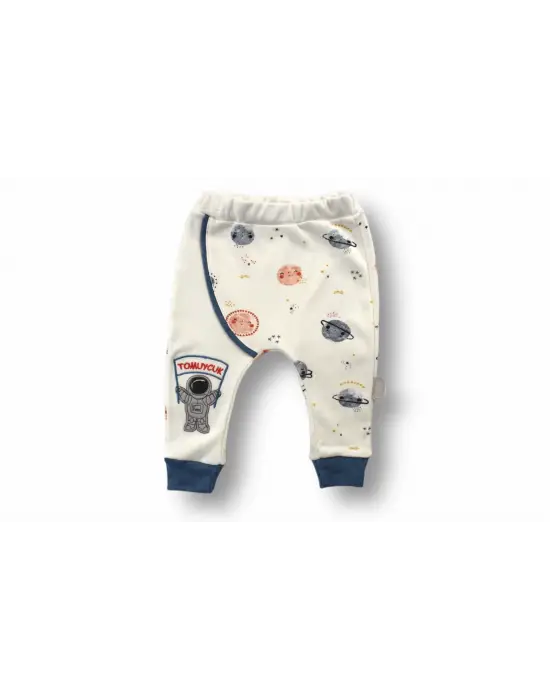 Omarı Şirin Kozmonot Nakışlı Bebek Takımı Ekru