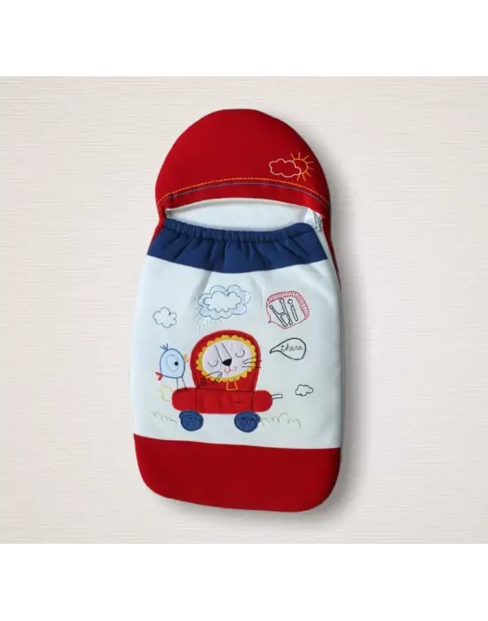 Omarı Aslan Nakışlı Yenidoğan Klasik Bebek Battaniyesi Mavi