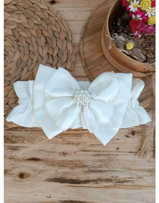 Omarı Yenidoğan Wool Yün Kumaş Taç Nakışlı Güpür Duvaklı Battaniye