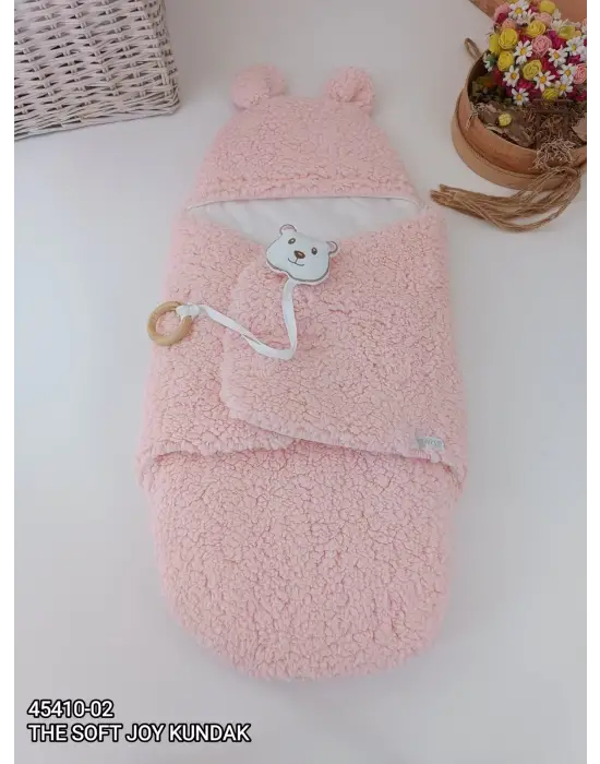 Omarı Yenidoğan Bebek Battaniyesi Açılır Kucaklı Şapkalı ve Cırt Kapamalı