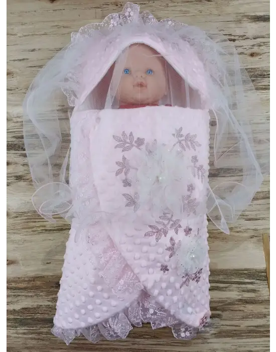 Omarı Yenidoğan Tül Örtülü Gül Bahçesi Kundak Bebek Battaniyesi