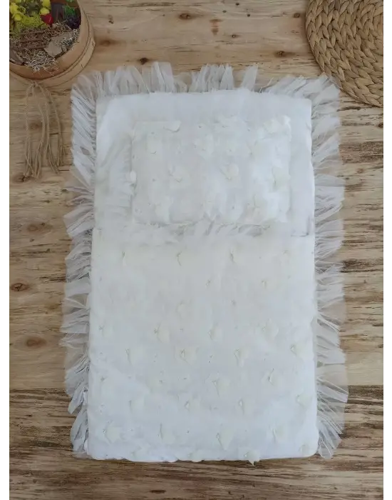 Omarı Yenidoğan Pamuklu Tül İşlemeli Üçlü Alt Açma Seti