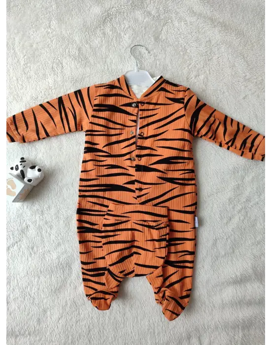 Omarı Şirin Zebra Desenli Bebek Tulumu - Sarı