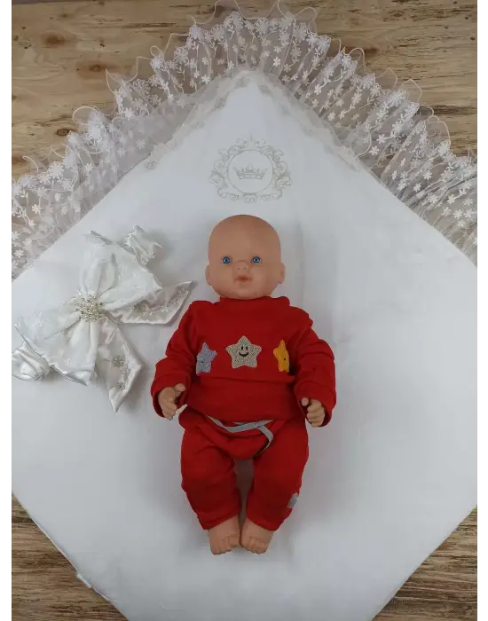 Omarı İpek Venüs Taç Nakışlı Yenidoğan Delüks Bebek Battaniyesi