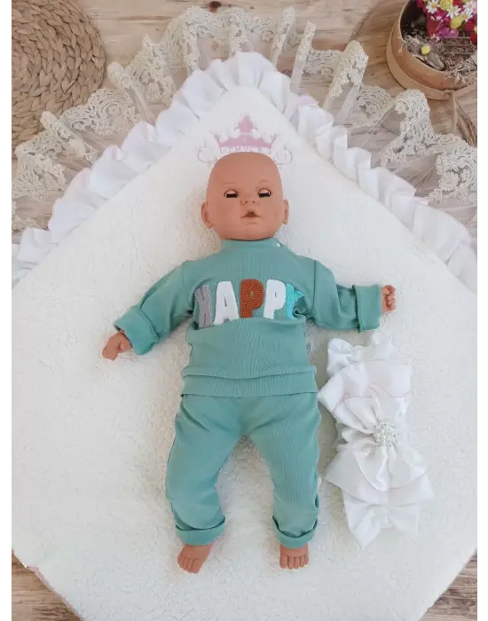 Omarı Yenidoğan Wool Yün Kumaş Güpür Duvaklı Battaniye - Pembe