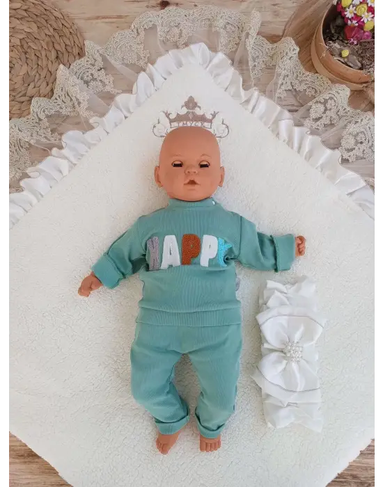 Omarı Yenidoğan Wool Yün Taç Nakışlı Battaniye