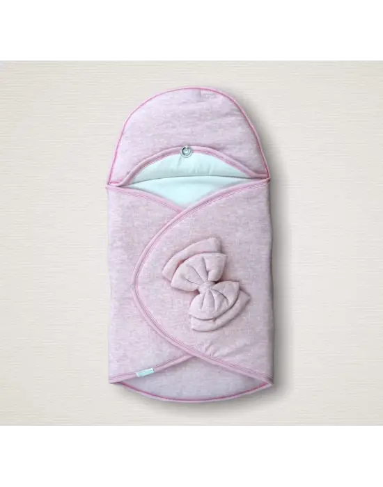 Omarı Yenidoğan Düğme Detaylı Çift Fiyonk Bebek Battaniyesi