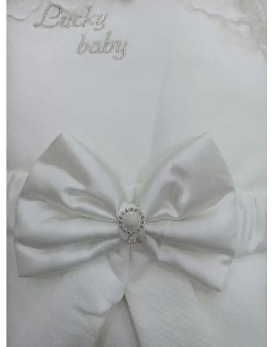 Omarı Yenidoğan Kumru Kundak Bebek Battaniyesi - Ekru