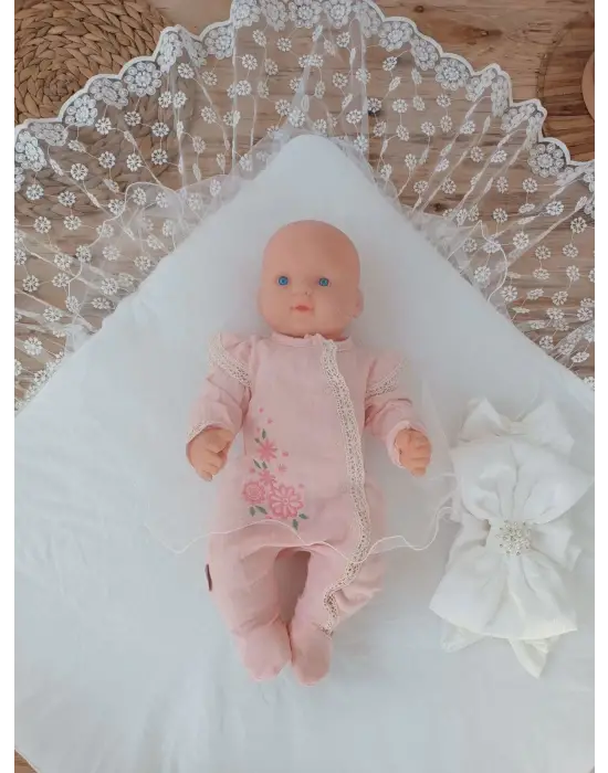 Omarı Yenidoğan Ay Işığı Papatya Dantelli Battaniye