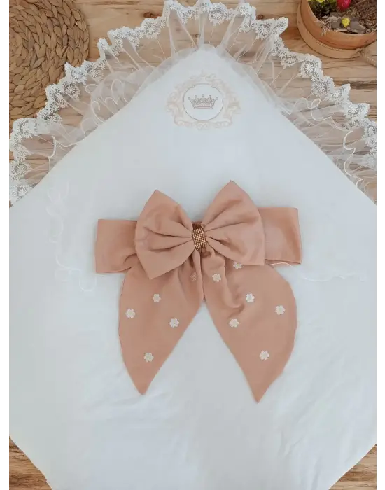 Omarı Yenidoğan Bebek Battaniyesi Kahverengi Desenli