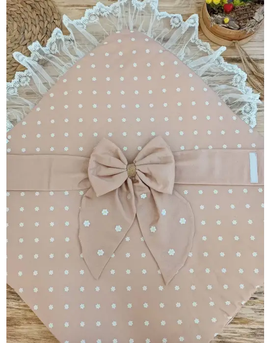 Omarı Yenidoğan Bebek Battaniyesi Kahverengi Desenli