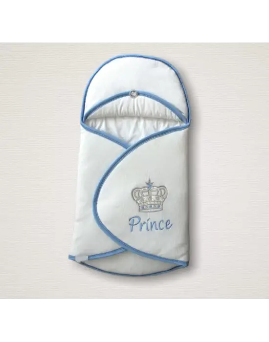 Omarı Yenidoğan Çizgi Efektli Klasik Kundak Bebek Battaniyesi - Ekru