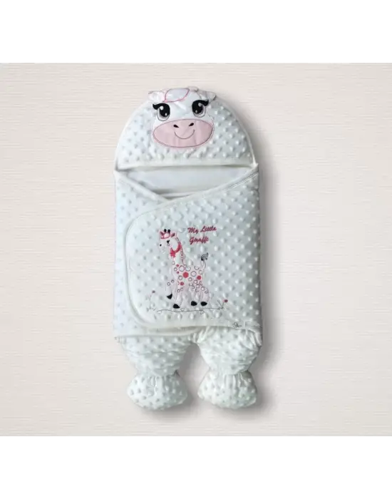 Omarı Yenidoğan Zürafa Nakışlı Bebek Battaniyesi