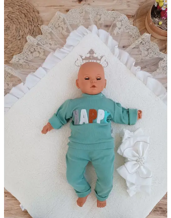 Omarı Yenidoğan Güpürlü Yün Battaniye - Kahverengi