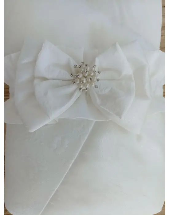 Omarı Duvaklı Trilüks Kundak Bebek Battaniyesi Ekru