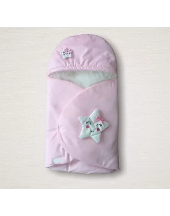 Omarı Yenidoğan Pembe Şapkalı Klasik Kundak Bebek Battaniyesi