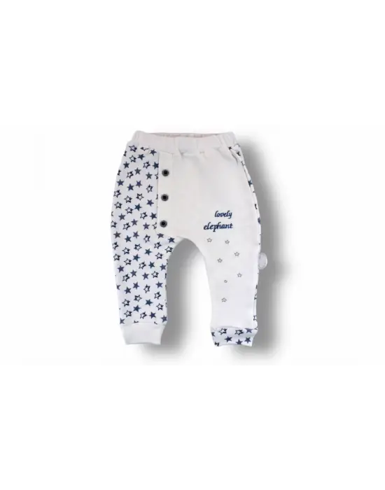 Omarı Ekru Kutup Yıldızı Nakışlı Uzun Kollu Bebek Takımı