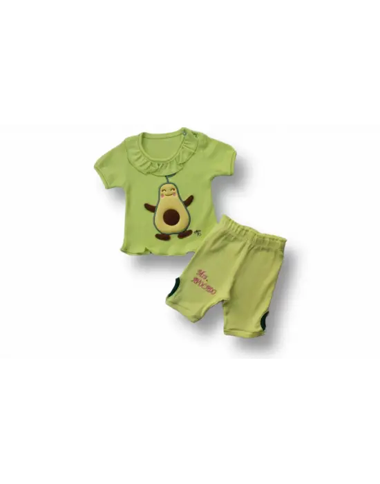 Omarı Avokado Nakışlı Bebek Takımı Yeşil