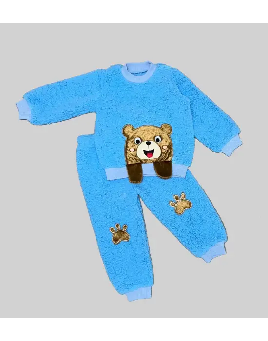 Omarı Yumuşak Kuzu Desenli Çocuk Sweat Takımı