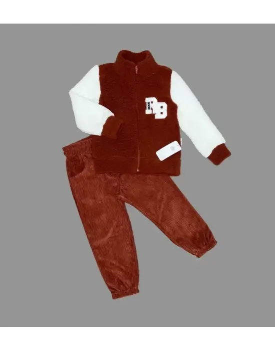 Omarı Çocuklar İçin Rahat ve Şık Takım - Kahverengi
