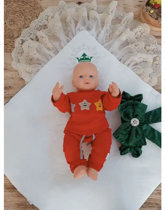 Omarı Yenidoğan İnci Fiyonklu Duvaklı Kundak Battaniyesi - Yeşil