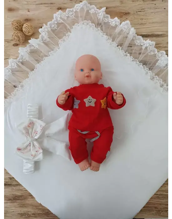 Omarı Yenidoğan Hanımeli Desenli Delüks Kundak Bebek Battaniyesi