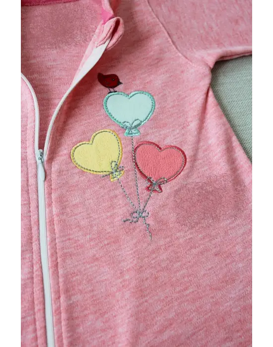 Omarı Rengarenk Uçan Balon Desenli Bebek Kız Tulumu