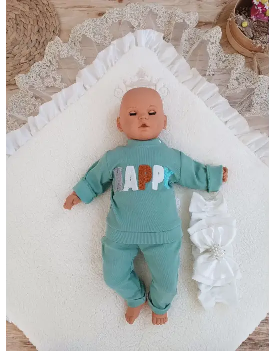 Omarı Yenidoğan Taç Nakışlı Wool Yün Kundak Bebek Battaniyesi