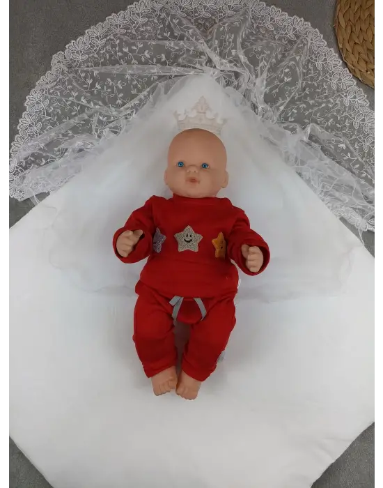 Omarı Yenidoğan Lüks Kundak Bebek Battaniyesi Ekru