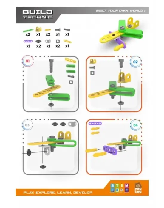 Omarı 15 Parça Uçak Modeli Build Technic Seti