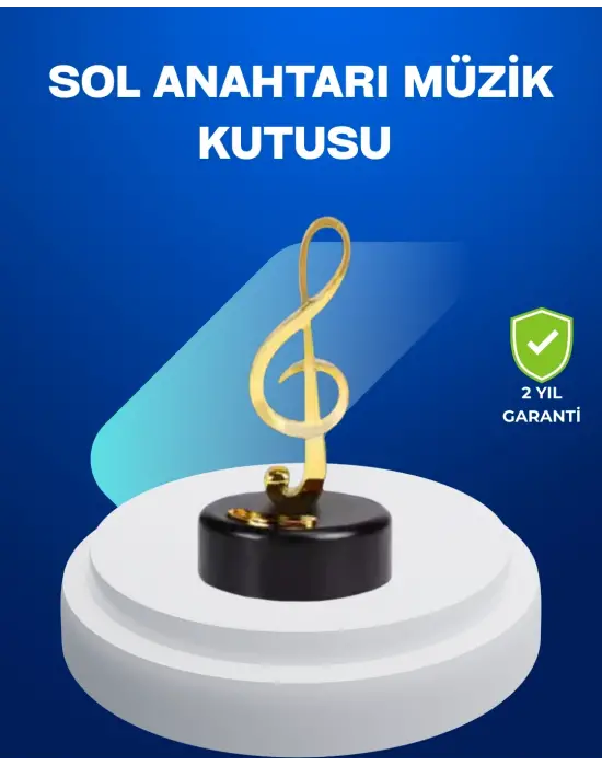 Sol Anahtarı Figürlü Dönen Müzik Kutusu Altın Renk Dekoratif