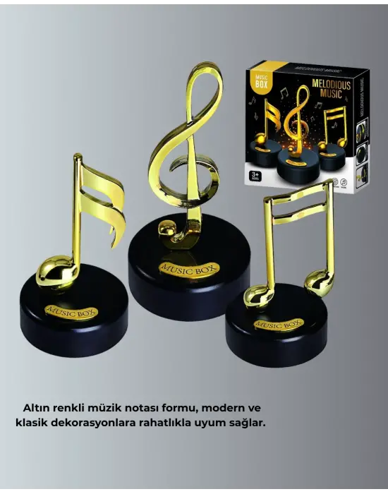 Sol Anahtarı Temalı Döner Müzik Kutusu Melodili Dekoratif Ürün