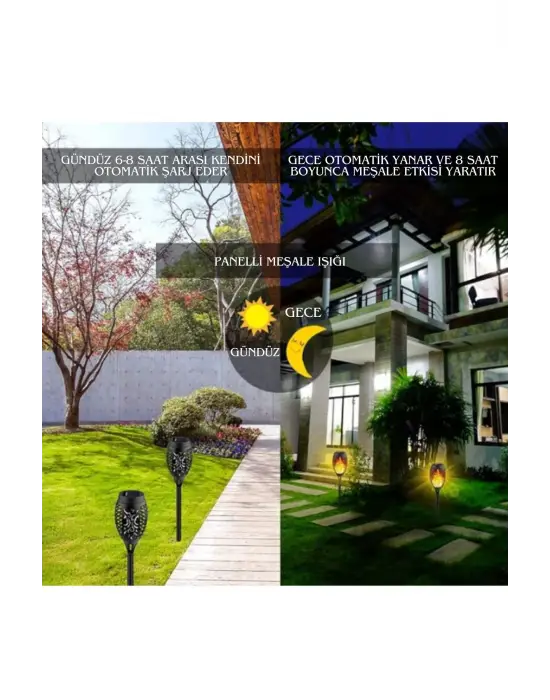 Solar Alev Efektli Bahçe Lambası