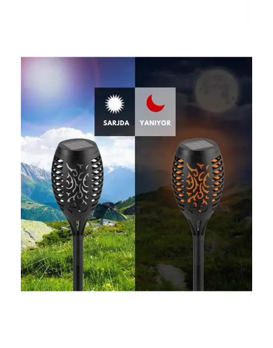 Solar Alev Efektli Bahçe Lambası