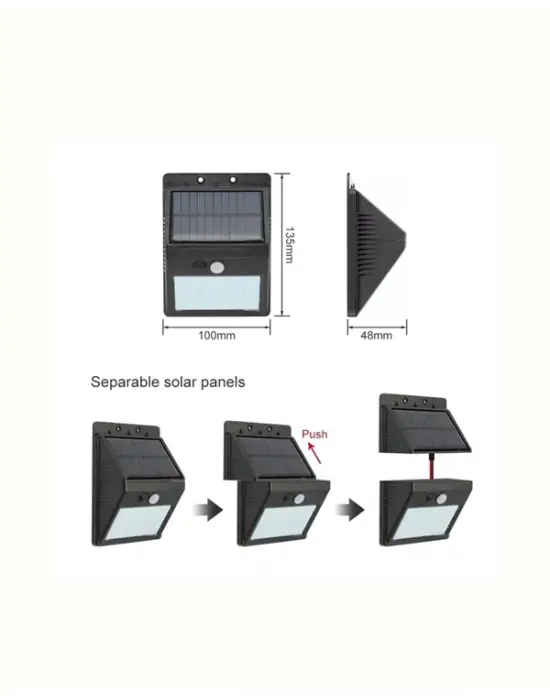 Solar Enerjili 20 Led Duvar Lambası | Hareket Sensörlü, Su Geçirmez, Kablo Gerektirmez