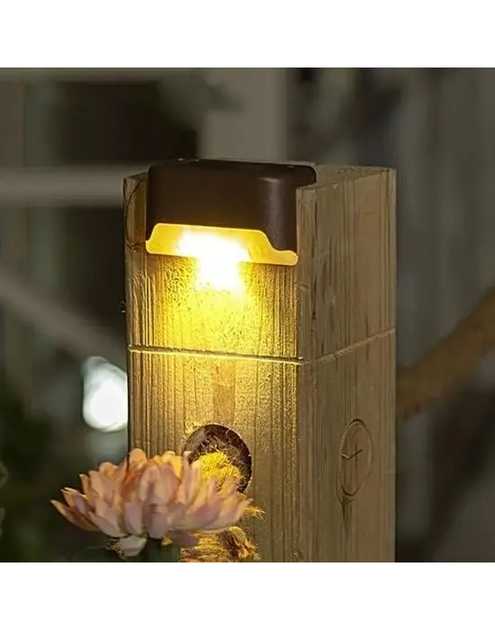 Solar Güneş Enerjili Şarj Edilen Köşebent Merdiven Veranda Bahçe Yolu Led Lamba Işık 4 Adet