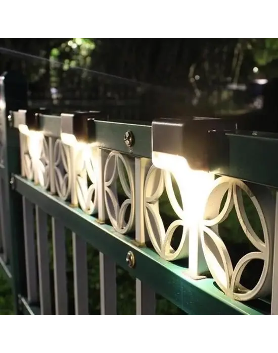 Solar Güneş Enerjili Şarj Edilen Köşebent Merdiven Veranda Bahçe Yolu Led Lamba Işık 4 Adet