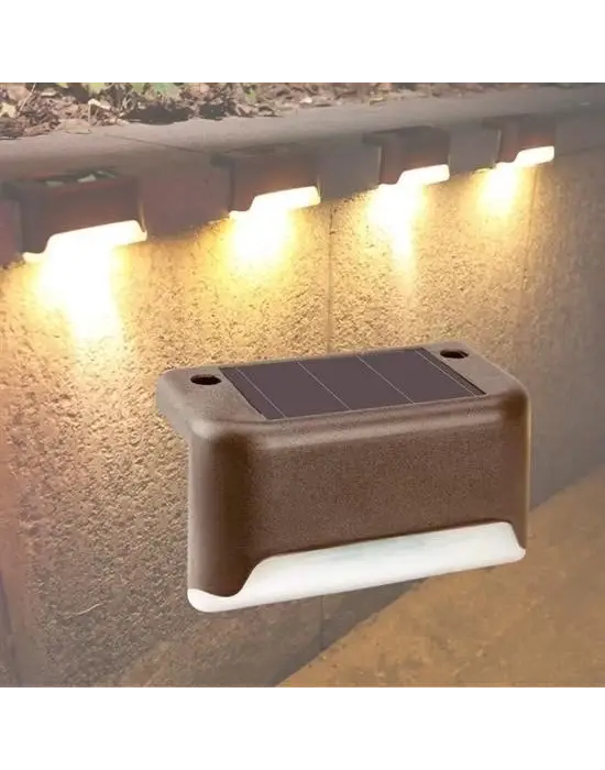 Solar Güneş Enerjili Şarj Edilen Köşebent Merdiven Veranda Bahçe Yolu Led Lamba Işık 4 Adet