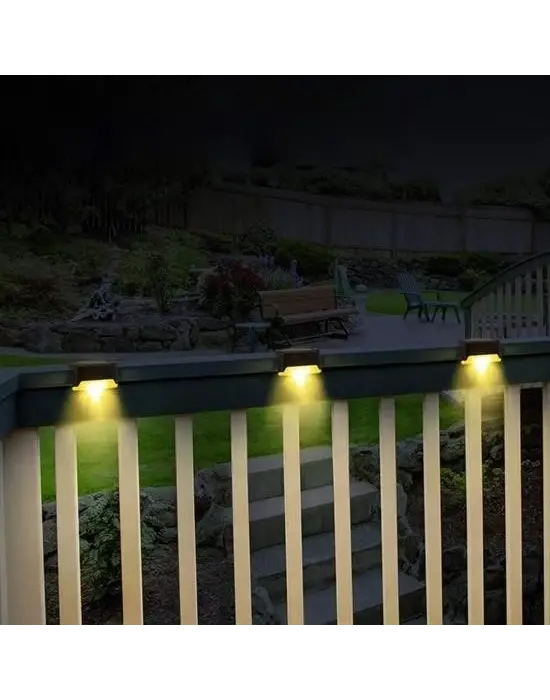 Solar Güneş Enerjili Şarj Edilen Köşebent Merdiven Veranda Bahçe Yolu Led Lamba Işık 4 Adet