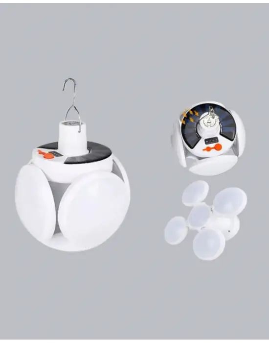 Solar Güneş Enerjili Ve Usb Şarjlı 5 Kanatlı Led Kamp Lambası