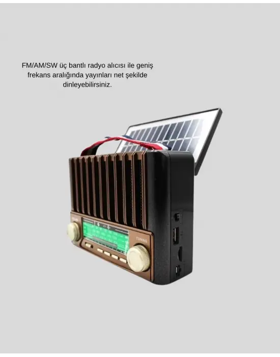 Solar Hoparlör Bluetooth Fm Am Sw Radyo Çok Fonksiyonlu Şarjlı