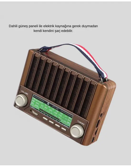 Solar Hoparlör Bluetooth Fm Am Sw Radyo Çok Fonksiyonlu Şarjlı