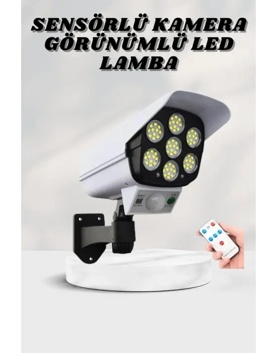 Solar Lamba Kamera Görünümlü Duvar Lambası Dönebilen Bahçe Aydınlatması