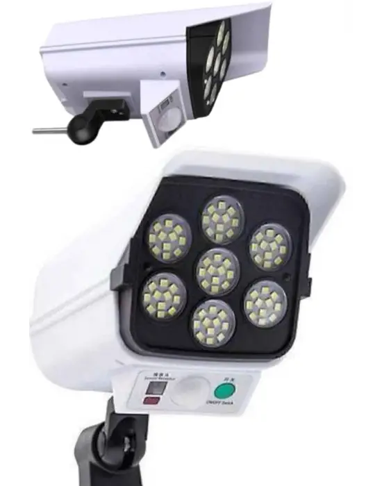 Solar Lamba Kamera Görünümlü Duvar Lambası Dönebilen Bahçe Aydınlatması