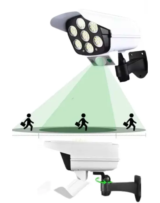 Solar Lamba Kamera Görünümlü Duvar Lambası Dönebilen Bahçe Aydınlatması