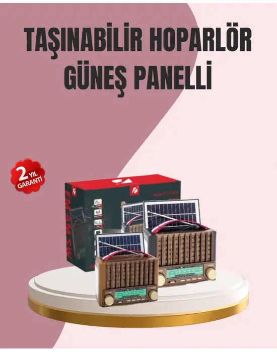 Solar Panel Şarjlı Taşınabilir Radyo Bluetooth Hoparlör Müzik Kutusu